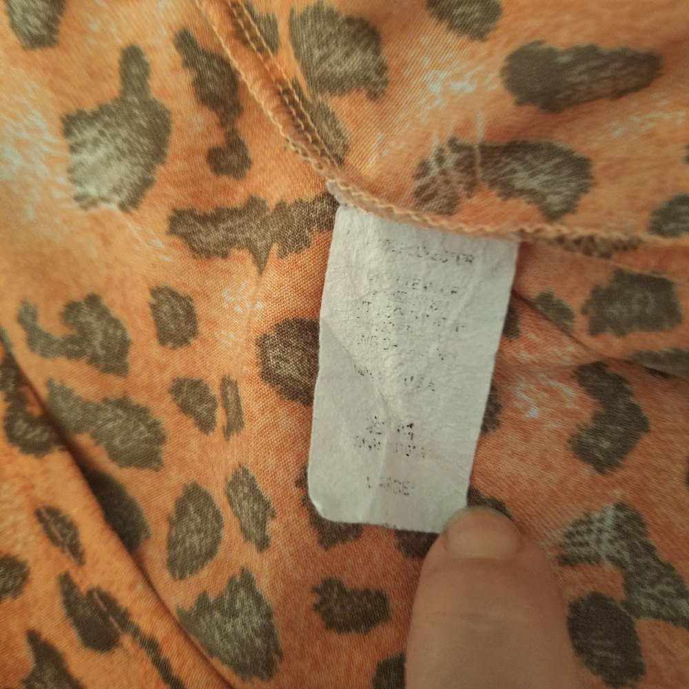NICE! Pinkish Coral Leopard Print Kimono Sz Large By mts - Picture 16 of 16